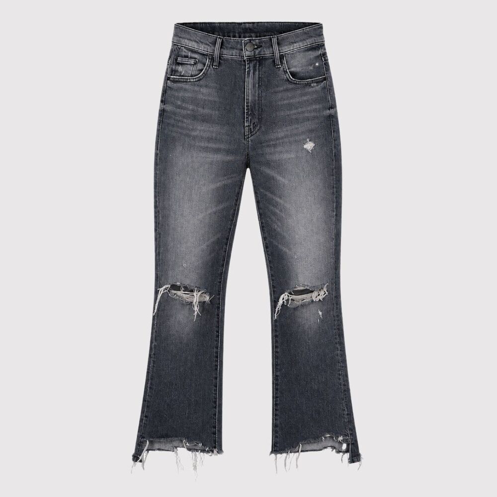 MOTHER Jeans Gray Insider Crop Step Chew Pedal To The Metal Destroyed Size 26